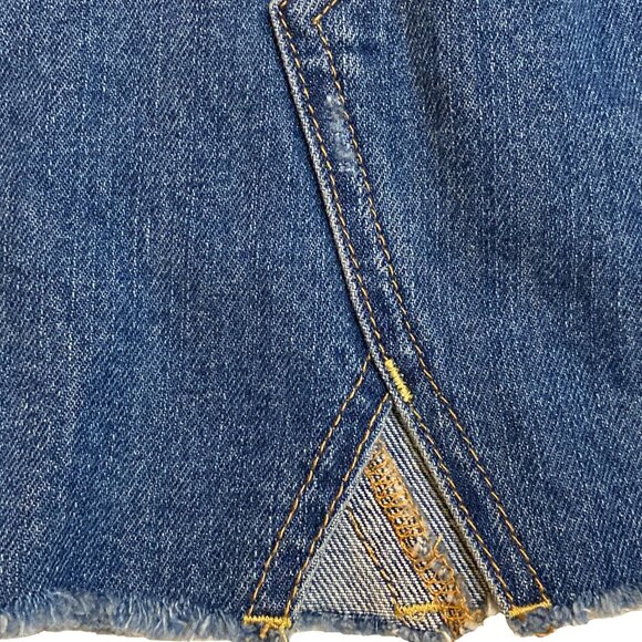 Free People We The Free Saratoga Blue Pleated Frayed Hem Distressed Denim Skirt - Picture 8 of 14